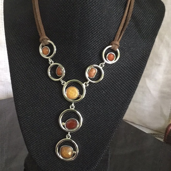 Vtg.20”LiaSophiaNecklaceSilverRingsW/FacetedStones - Picture 4 of 8